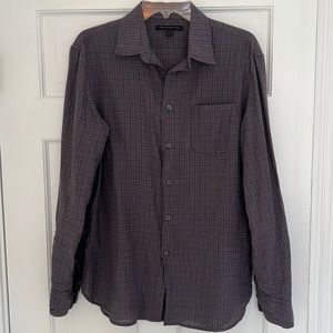 Men’s John Varvatos, purple plaid button down shirt